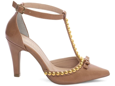 Sapato Scarpin Elegante Salto Fino Off White 34 ao 39 - Caramelo - comprar online