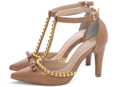 Sapato Scarpin Elegante Salto Fino Off White 34 ao 39 - Caramelo - netpizante