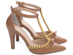 Sapato Scarpin Elegante Salto Fino Off White 34 ao 39 - Caramelo - loja online