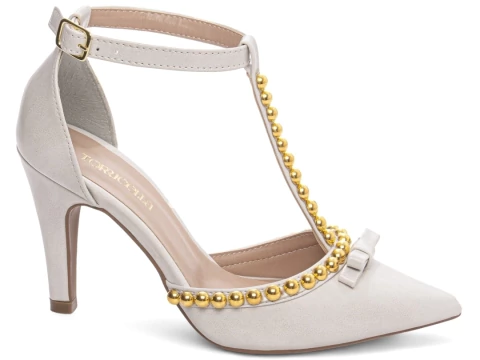 Sapato Scarpin Elegante Salto Fino Off White 34 ao 39
