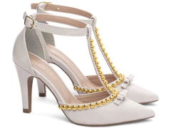 Sapato Scarpin Elegante Salto Fino Off White 34 ao 39 - netpizante