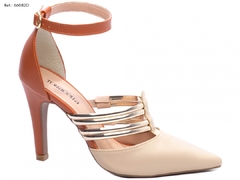 Sapato Scarpin 66082D Salto Fino Torricella Metalizado Specchio Ouro Light