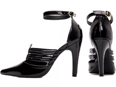 Sapato Scarpin Luxo Torricella Salto Fino Alto Verniz Preto Lançamento - comprar online