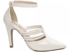 Sapato Scarpin Luxo Torricella Salto Fino Alto Verniz Off White