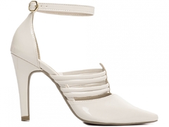 Imagem do Sapato Scarpin Luxo Torricella Salto Fino Alto Verniz Off White