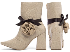 Bota Bico Fino Cano Médio Salto Bloco Grosso -Frete Grátis - comprar online