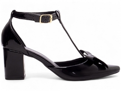 Sapato Scarpin Torricella Salto Grosso Baixo Verniz Preto - netpizante