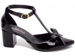 Sapato Scarpin Torricella Salto Grosso Baixo Verniz Preto