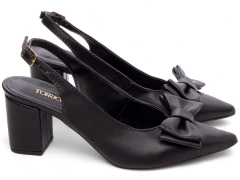 Sandália Scarpin Salto Grosso Médio Torricella Preto - netpizante