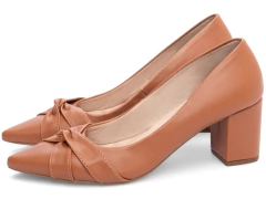 Sapato Scarpin Torricella Salto Grosso Elegante - Caramelo - loja online