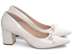 Sapato Scarpin Salto Grosso Branco Noiva - netpizante