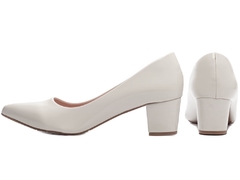 Sapato Scarpin Salto Bloco Grosso Tamanho Grande 40 ao 44 Branco - loja online