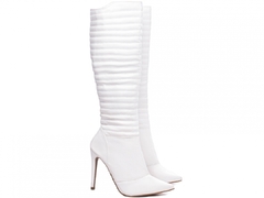 Bota Feminina Cano longo Salto 12 Branca - netpizante