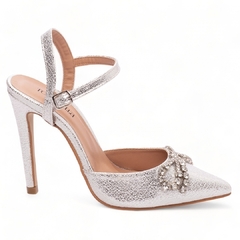 Sandália Scarpin Salto 12 Prata -Coleção Nova