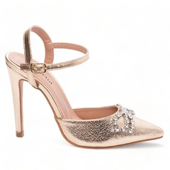 Sandália Scarpin Salto 12 Dourado -Coleção Nova