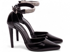Sapato Scarpin Salto 12 Laço Strass Prata - comprar online