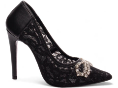Sapato Scarpin Renda Salto Fino Elegante