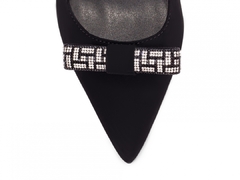 Imagem do Sapato Scarpin Salto 12 Nobuck Preto Strass-Frete Grátis