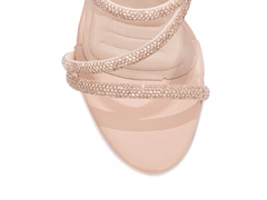 Sandália Tamanco Salto Grosso Strass Rose