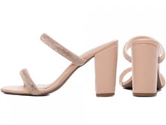 Tamanco Elegante Salto Alto Grosso Com Strass - comprar online