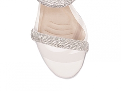 Tamanco Elegante Salto Alto Grosso Com Strass Preto - netpizante