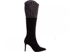 Imagem do Bota Feminina Cano Longo Bico Fino Apliques Cristal