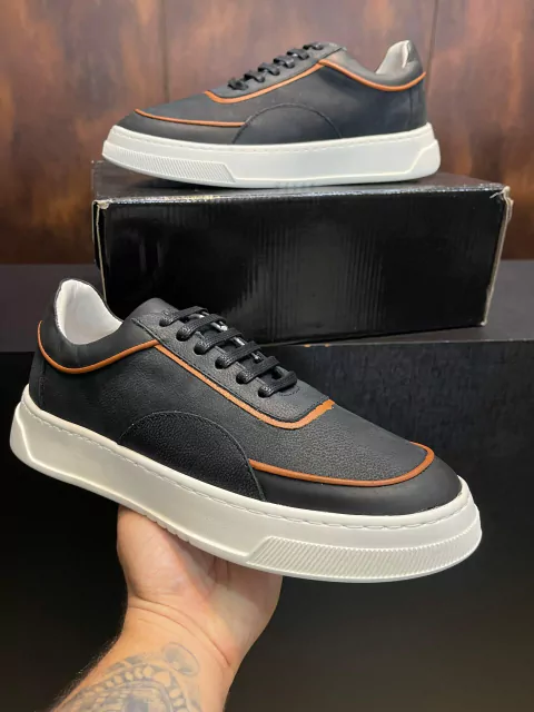 Tênis Modelo Boss Casual Couro Legitimo Cadarço