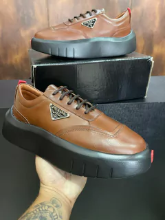 Tênis Masculino Sola Alta Tag Prada Couro 38 ao 43 Caramelo na internet