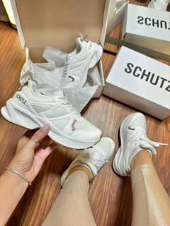 Tênis Modelo Schutz Fit Moda Feminina Branco Rosa