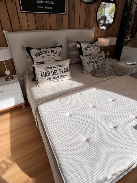 Juego de Sommier + Colchón+Cubrecolchon Jacquard Crudo Algodón 2 plazas - comprar online