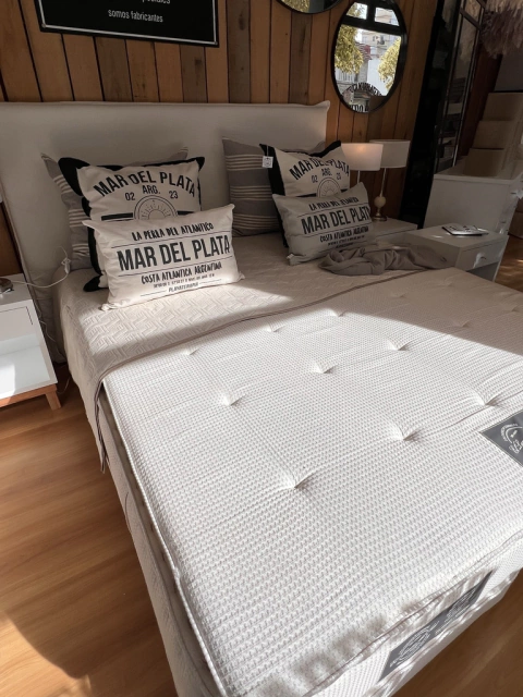 Juego de Sommier + Colchón+Cubrecolchon Jacquard Crudo Algodón 1,60 x 2.00 - comprar online