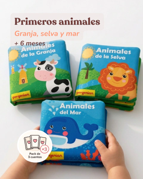 Descubrir Animales - GRANJA - SELVA- MAR. Pack 3 cuentos.