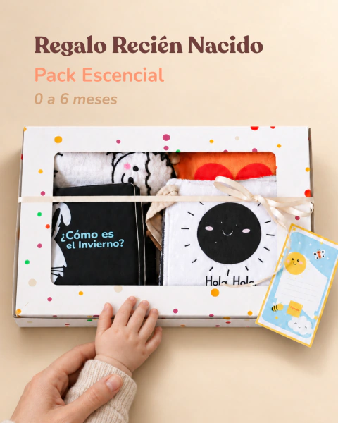 Kit de Nacimiento Esencial - Cartitas + Cuento Alto Contraste + Muñequito Apego
