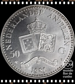 Km 28 Antilhas Holandesas 50 Gulden 1980 XFC Prata ©