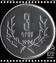 Km 55 Armênia 3 Dram 1994 XFC Prooflike © - comprar online