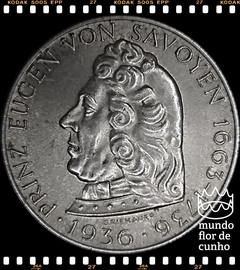 Km 2858 Austria 2 Schilling 1936 XFC Prata Escassa # Bicentenário - Morte do Príncipe Eugen de Savoy - Imperador Austríaco ©
