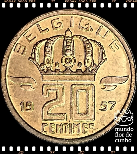 Km 146 Bélgica 20 Centimes 1957 XFC # Baudoin I ©