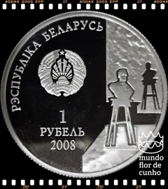 Km 304 Bielorrússia 1 Rouble 2008 XFC Proof Muito Escassa # 100º Aniversário de Zair Azgur ©
