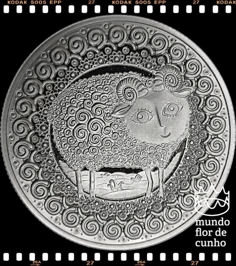Km 316 Bielorússia 1 Rouble 2009 XFC Proof Escassa # Série: Signos do Zodiáco - Áries ©