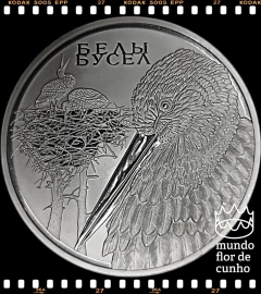 Km 327 Bielorússia 1 Rouble 2009 XFC Proof Escassa # Série: Proteção do Meio Ambiente - Cegonha Branca ©