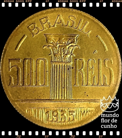 Km 533 Brasil 500 Réis 1935 XFC Rara # Série Brasileiros Ilustres - Regente Feijó ©