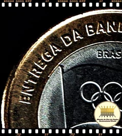 Km 679 Brasil 1 Real 2012 XFC # Anômala com Dupla Batida (Frente) Marcas "Arrasto" Metal (Verso) # Entrega da Bandeira Olímpica em Londres 2012 - Rio 2016 ® - comprar online