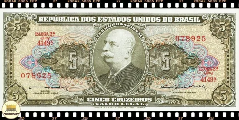 C073a Brasil 5 Cruzeiros ND(1964) FE 1a Primeira Série Muito Escassa P176c