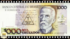 C199 Brasil 1 Cruzado Novo em 1000 Cruzados ND(1989) FE 1a. Primeira Série AB 1618 Escassa P216c