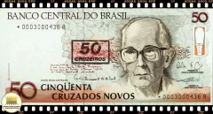 C210a Brasil 50 Cruzeiros em 50 Cruzados Novos ND(1990) FE Série *0003A Reposição P223