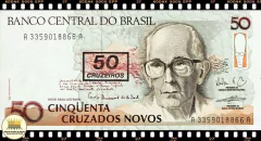 C210a Brasil 50 Cruzeiros em 50 Cruzados Novos ND(1990) FE 1a. Primeira Série AA 3359 Escassa P223