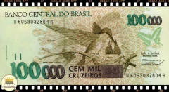 C228 Brasil 100000 Cruzeiros ND(1993) FE 1a. Primeira Série AA 6053 Escassa P235b