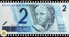 C255 Brasil 2 Reais ND(2001) FE 1a. Primeira Série AA 0001 Escassa P249a