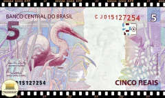 C341 Brasil 5 Reais Serie CJ ND(2015) FE P253b