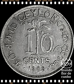 Km 97 Ceilão 10 Cents 1908 SOB Prata # Edward VII ©
